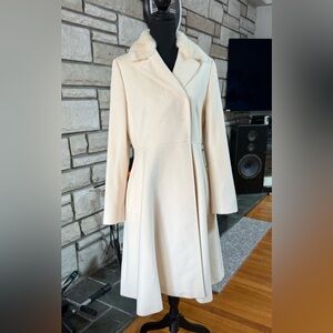 Max Mara Studio Virgin Wool Coat with Faux Fur Collar – Size M